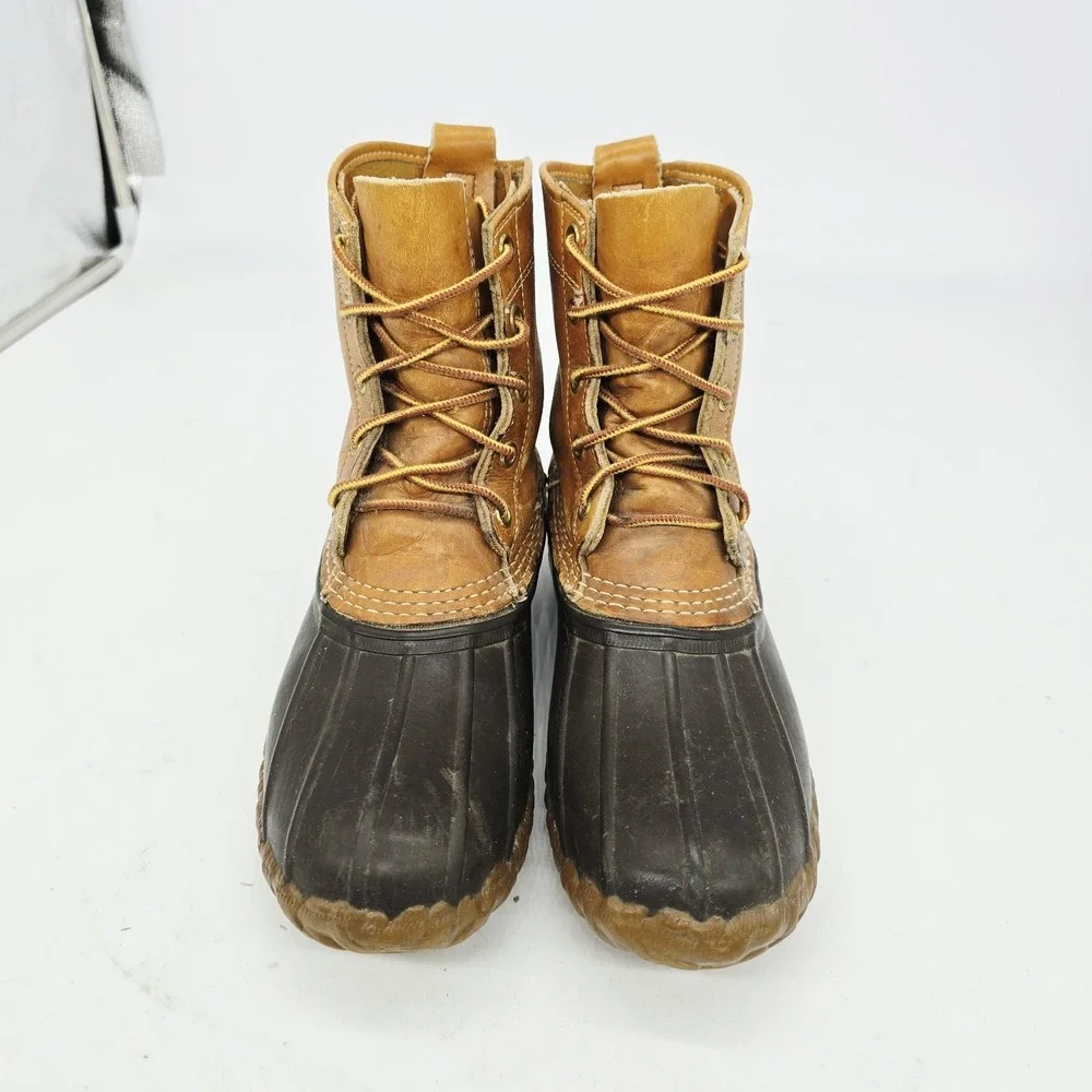 VTG LL Bean Boots Womens 7 Maine Hunting Shoe Unlined Made In USA Leather Brown